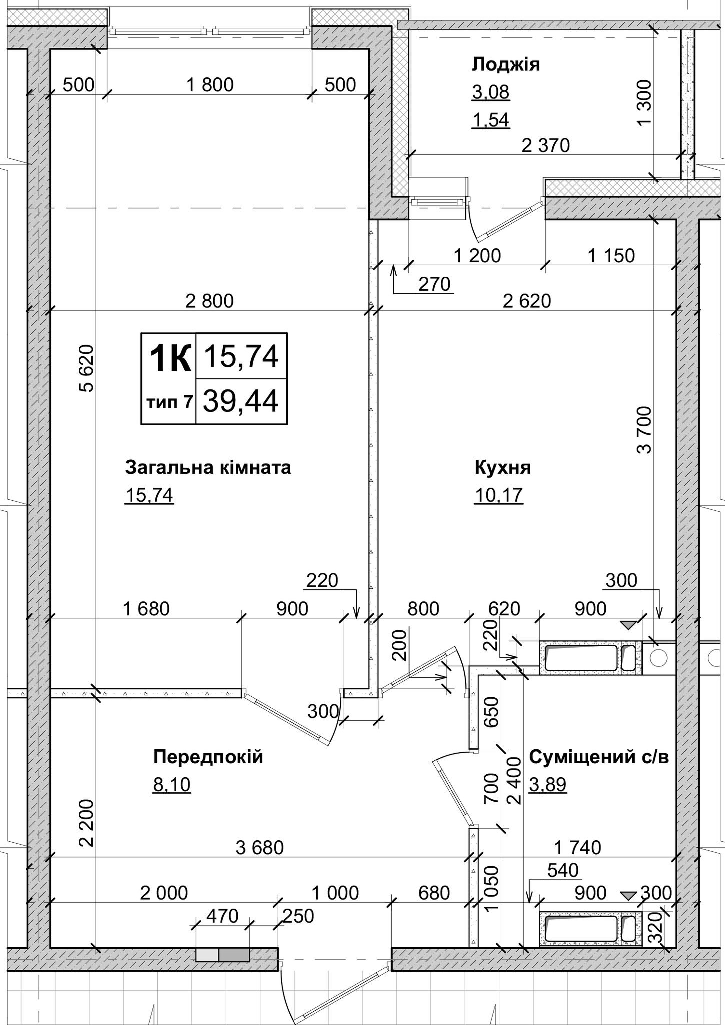 1-кімнатна 39.44 м² в ЖК Атлант на Київській від 20 600 грн/м², м. Бровари