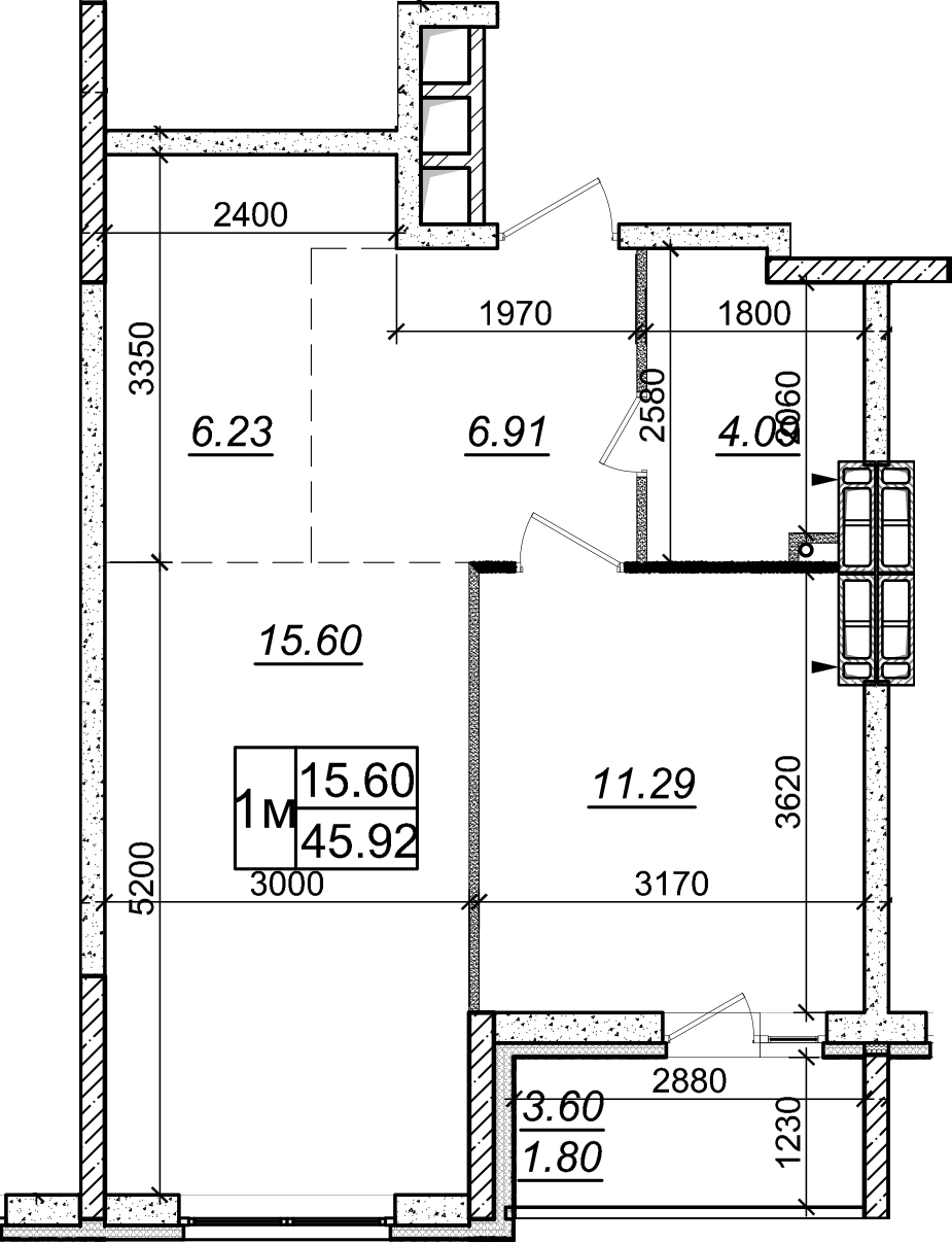 1-кімнатна 45.92 м² в ЖК Одеський бульвар від 15 900 грн/м², с. Новосілки