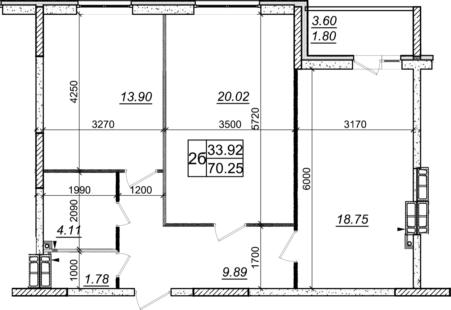 2-кімнатна 70.25 м² в ЖК Одеський бульвар від забудовника, с. Новосілки