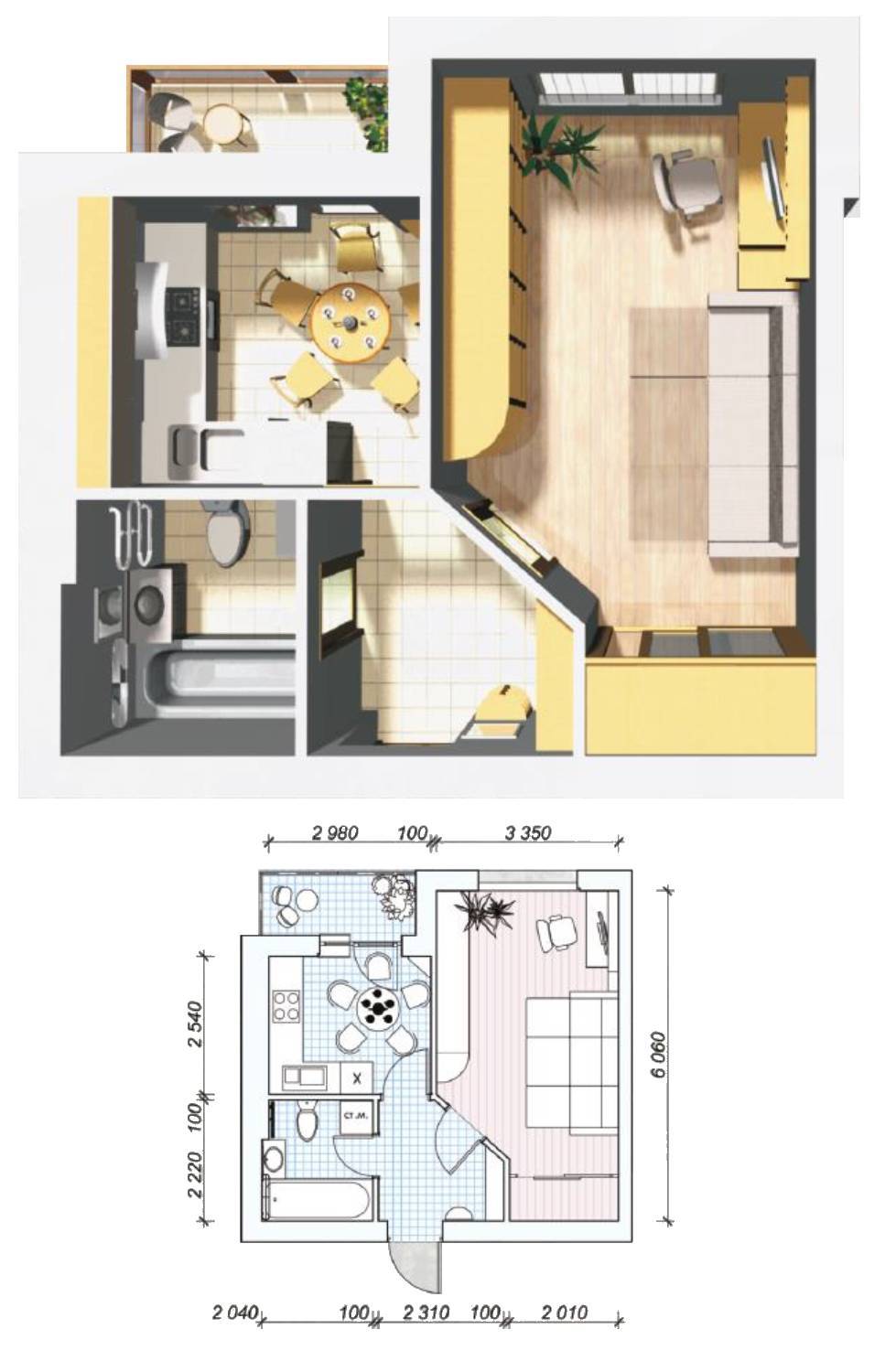 1-комнатная 35 м² в ЖК Семейный городок от 13 000 грн/м², с. Шевченково