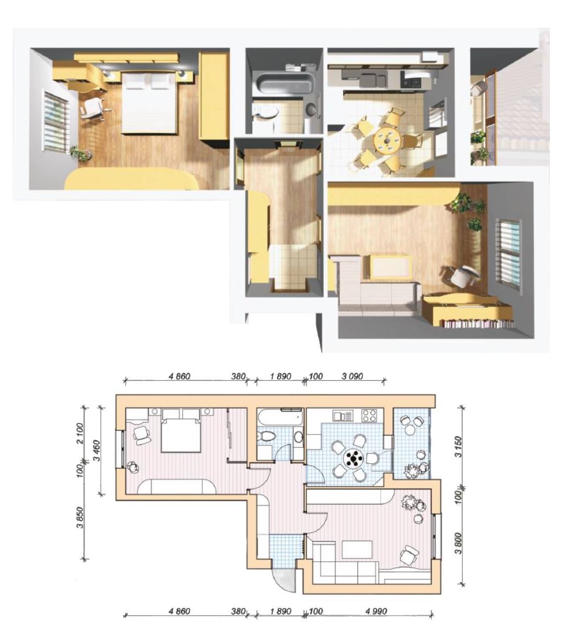 2-комнатная 56 м² в ЖК Семейный городок от 13 000 грн/м², с. Шевченково