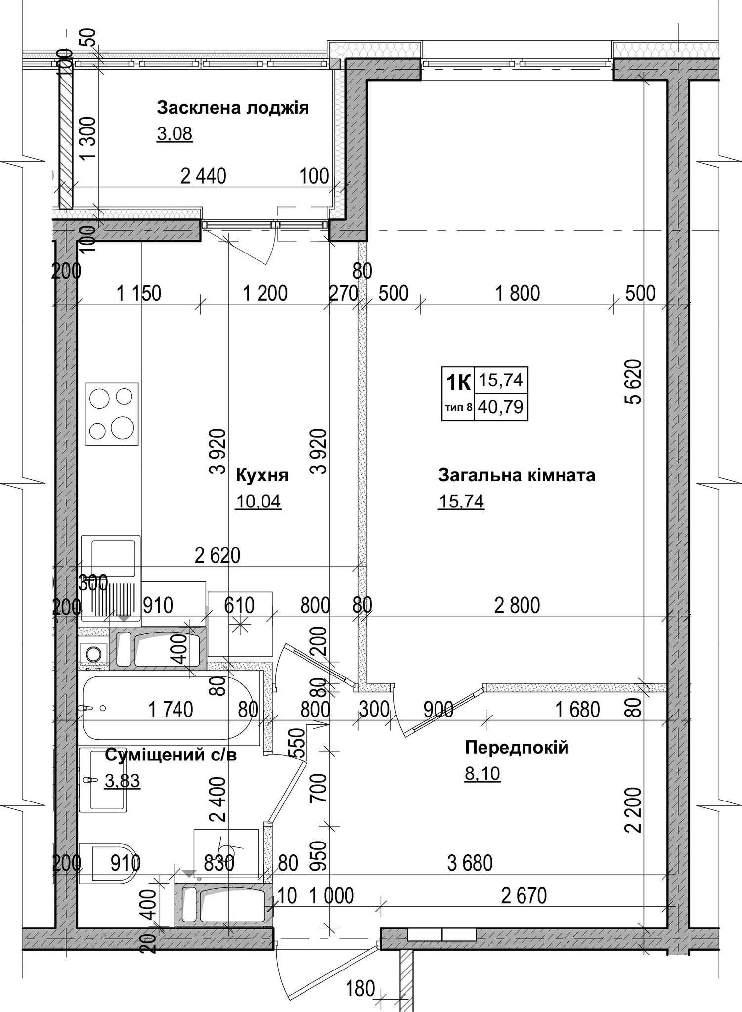 1-комнатная 40.49 м² в ЖК Одесский бульвар от 14 305 грн/м², с. Новоселки