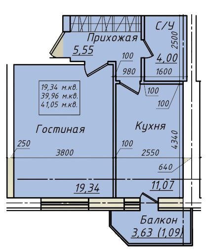 1-кімнатна 41.05 м² в ЖК Сонячний від 17 200 грн/м², с. Софіївська Борщагівка
