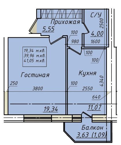 1-комнатная 41.05 м² в ЖК Солнечный от 17 200 грн/м², с. Софиевская Борщаговка