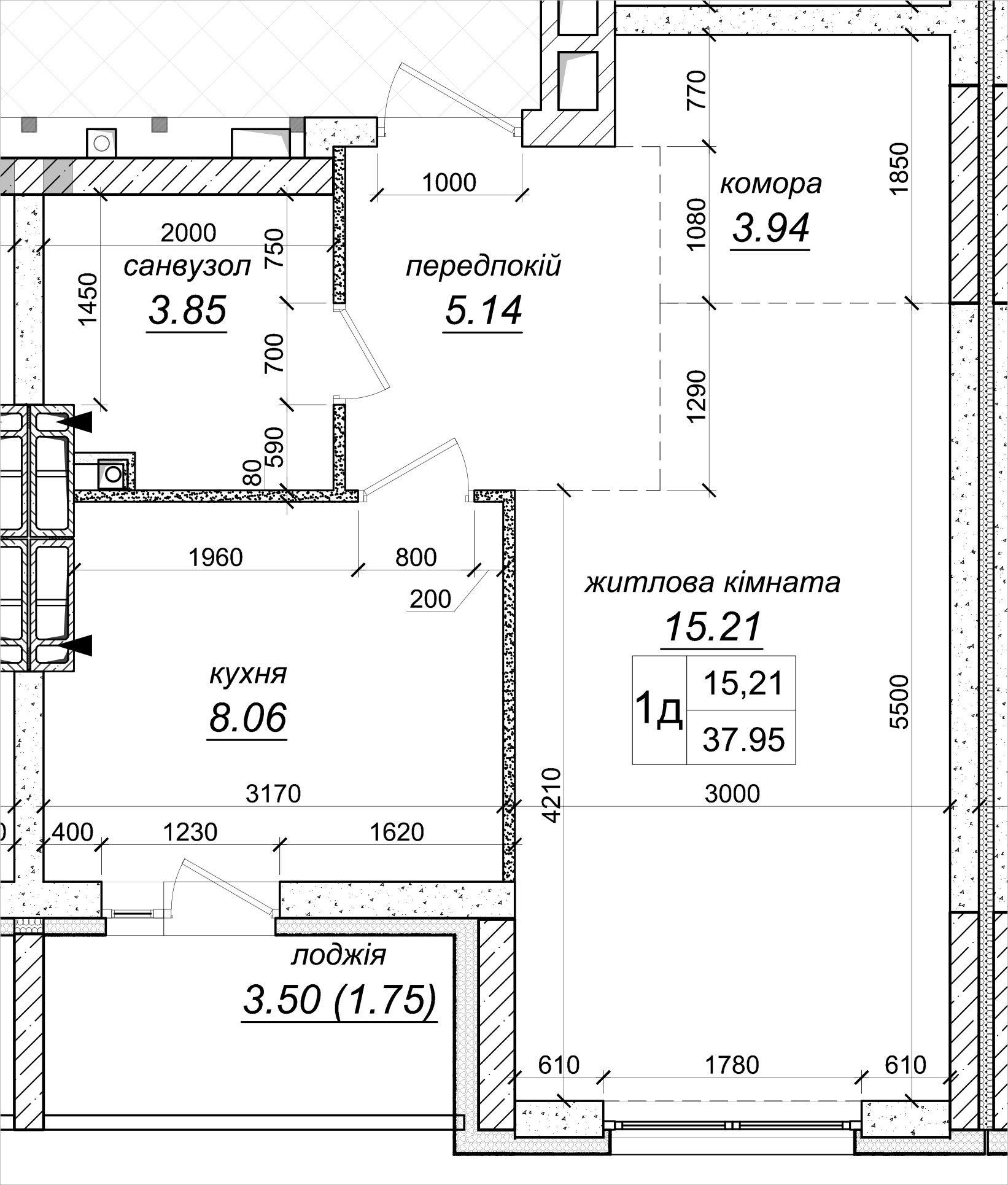 1-комнатная 37.95 м² в ЖК Атлант 2 от 14 500 грн/м², пгт Коцюбинское