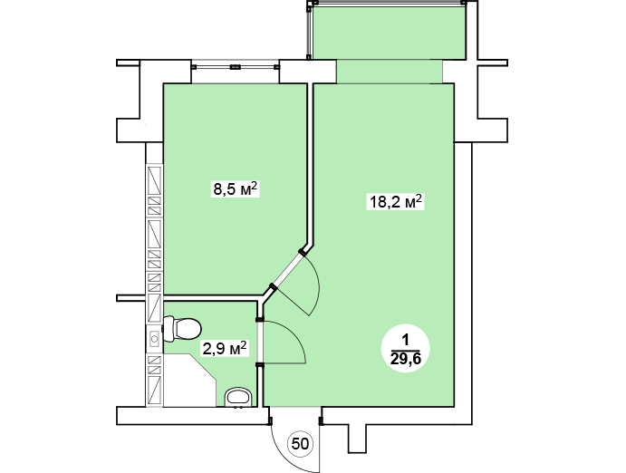 Смарт 29.6 м² в ЖК Новая Дания от 12 800 грн/м², с. Софиевская Борщаговка