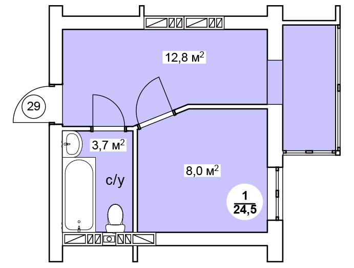 Смарт 24.5 м² в ЖК Новая Дания от 12 800 грн/м², с. Софиевская Борщаговка