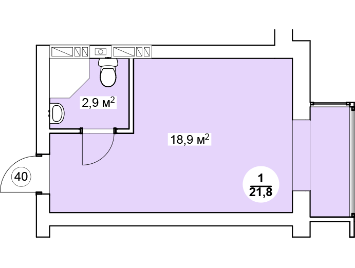 Смарт 21.8 м² в ЖК Новая Дания от 12 800 грн/м², с. Софиевская Борщаговка