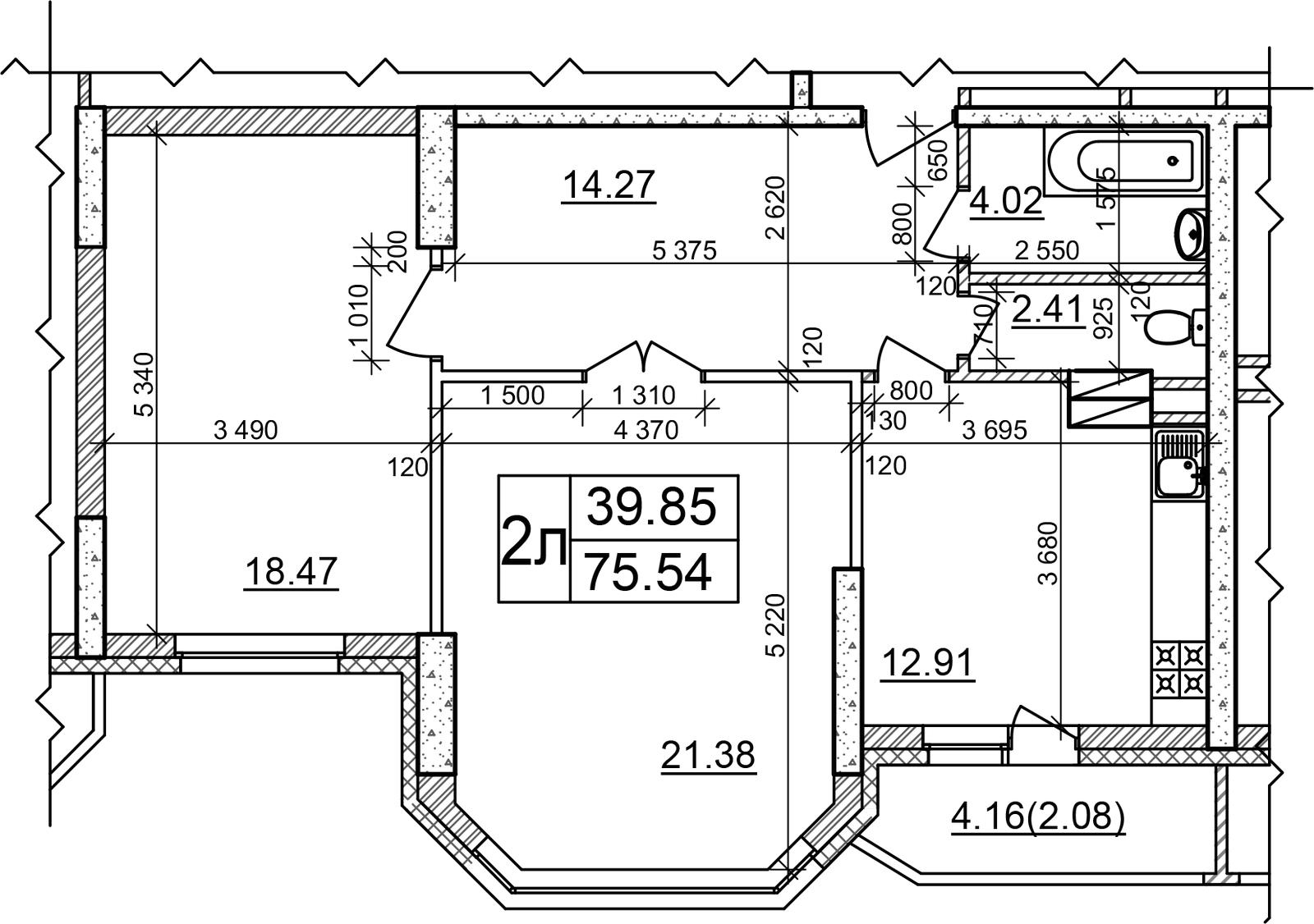 2-кімнатна 76.6 м² в ЖК Атлант 2 від 14 700 грн/м², смт Коцюбинське