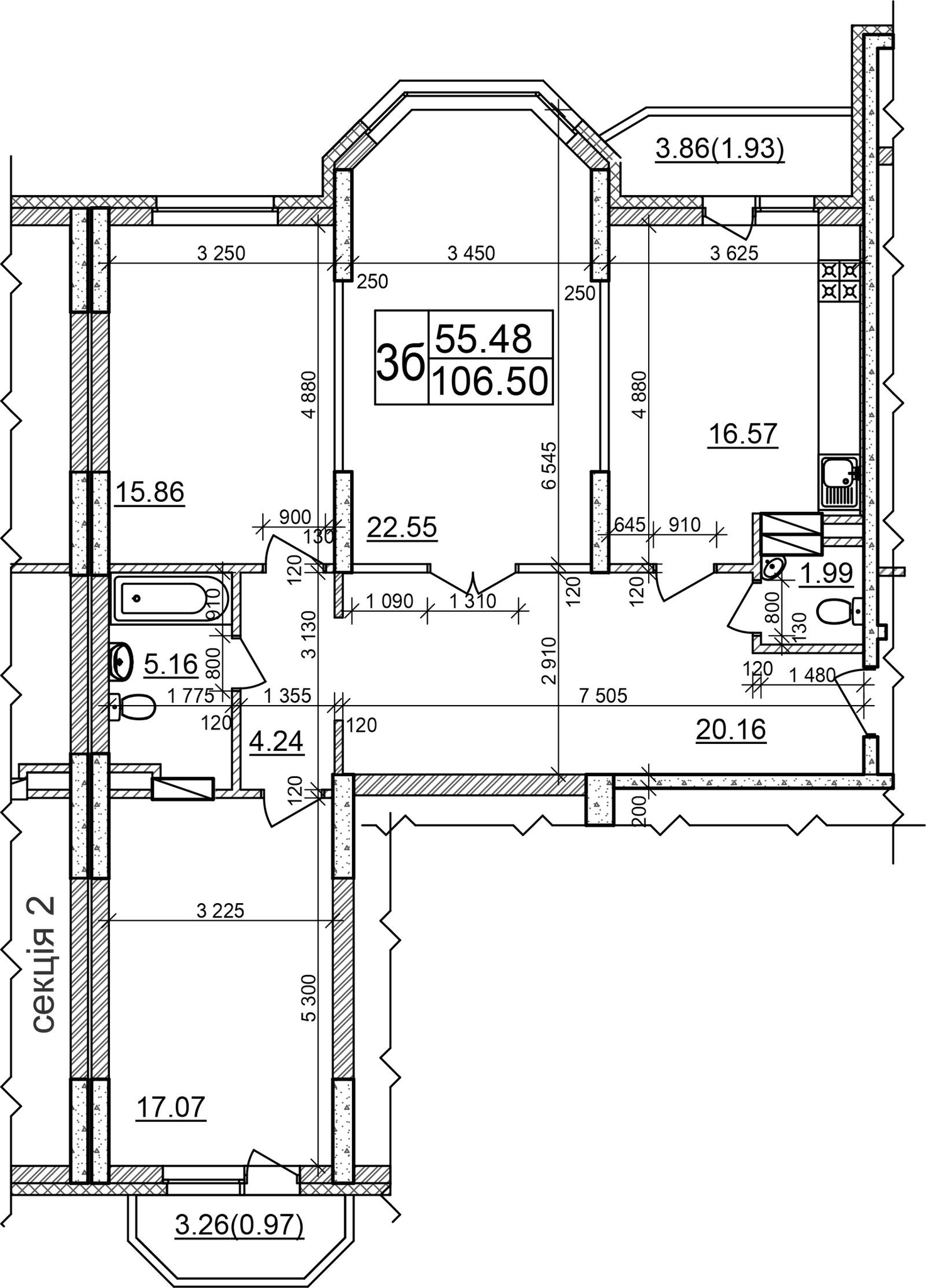 3-кімнатна 106.6 м² в ЖК Атлант 2 від 11 700 грн/м², смт Коцюбинське