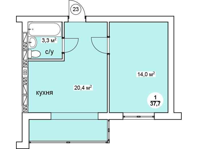 1-кімнатна 37.7 м² в ЖК Нова Данія від 13 250 грн/м², с. Софіївська Борщагівка