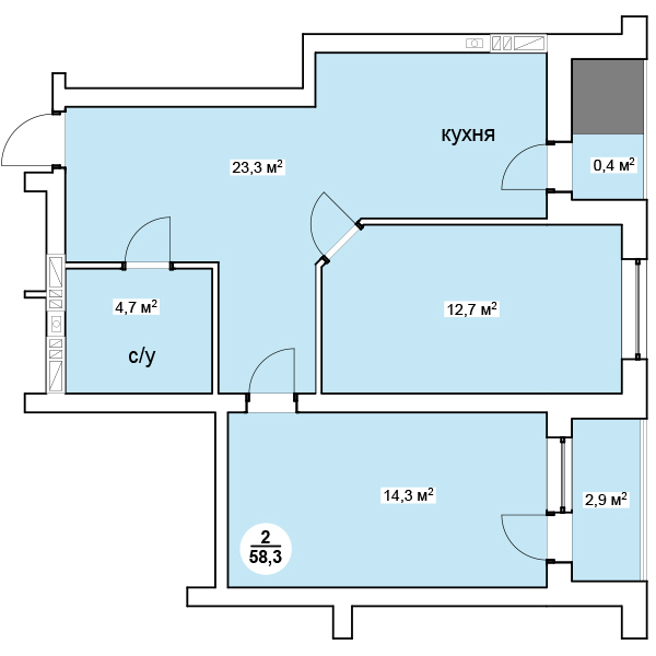 2-кімнатна 58.3 м² в ЖК Нова Данія від 12 100 грн/м², с. Софіївська Борщагівка