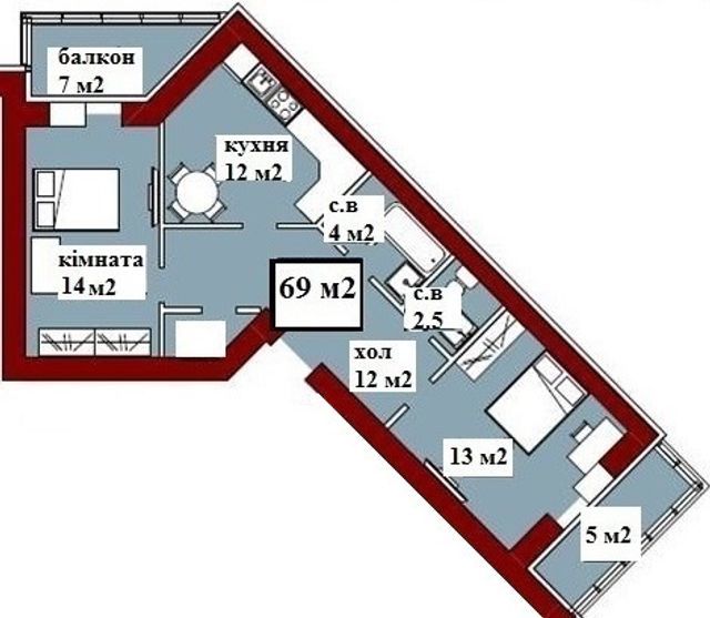 2-комнатная 69 м² в ЖК Киевский маеток от застройщика, с. Софиевская Борщаговка