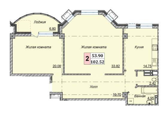 2-комнатная 102.52 м² в КД Малевича, 48 от 48 000 грн/м², Киев