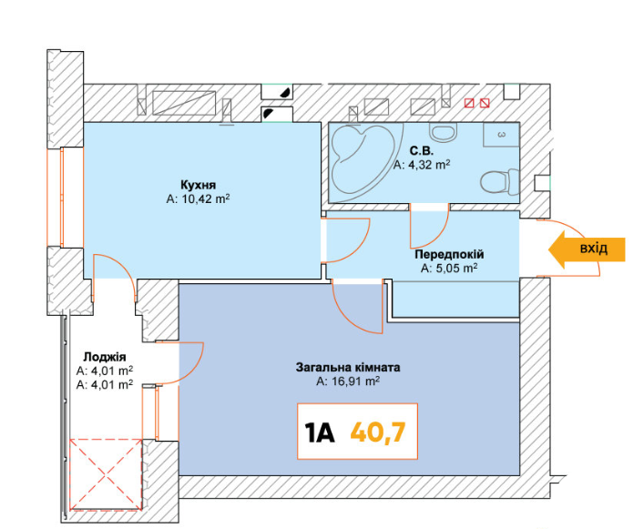 1-комнатная 40.71 м² в ЖК Continent от 15 000 грн/м², г. Буча