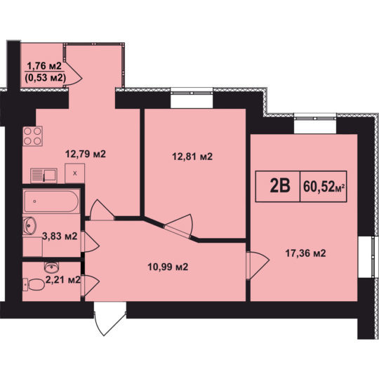 2-кімнатна 60.52 м² в ЖК Покровський від 16 600 грн/м², смт Гостомель