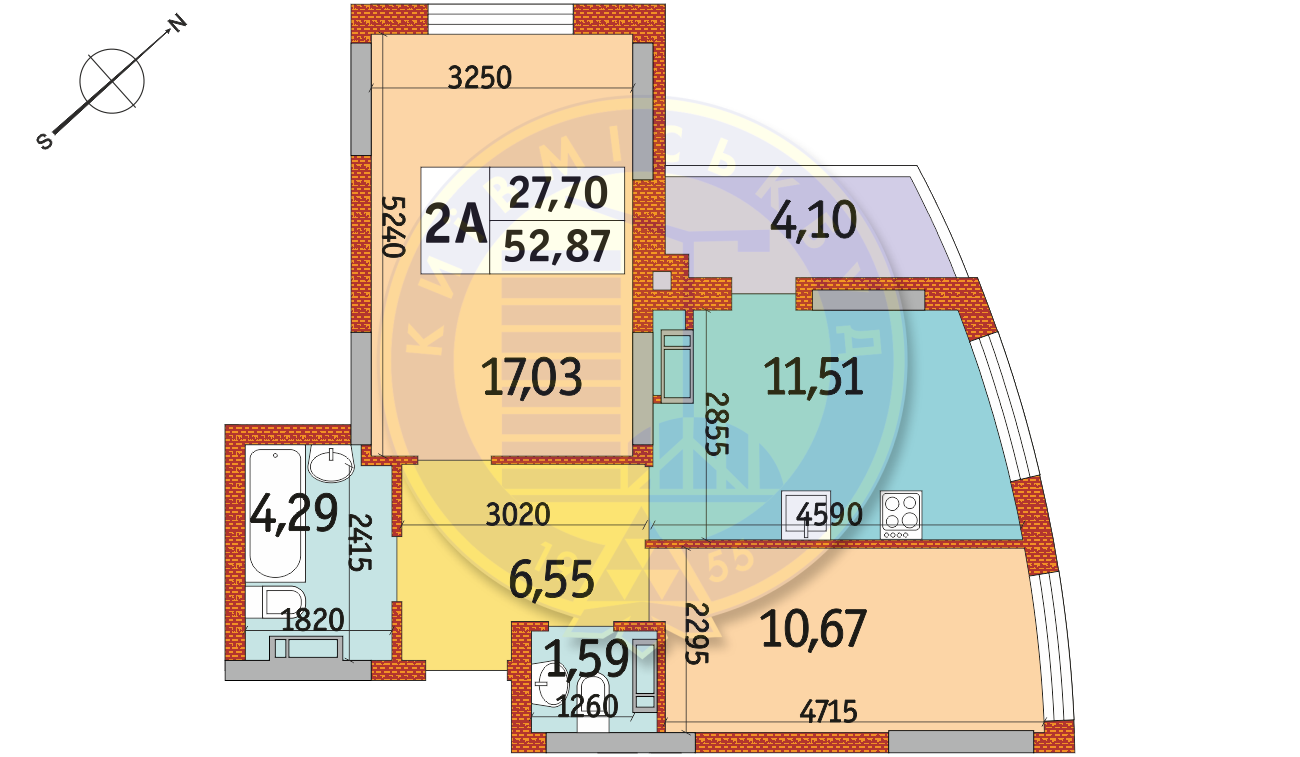 2-комнатная 52.87 м² в ЖК Радужный от 20 700 грн/м², Киев