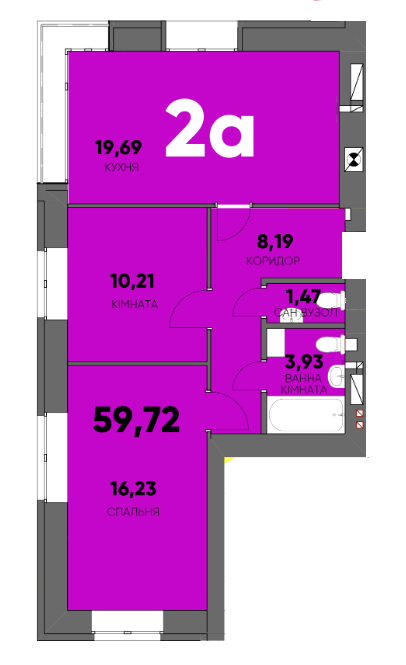 2-кімнатна 63.47 м² в ЖК Continent Ray від 23 900 грн/м², м. Буча