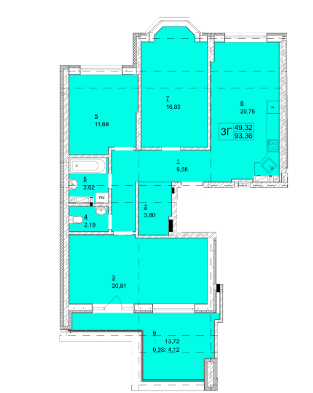 3-кімнатна 93.36 м² в ЖК Гранд Бурже від 20 350 грн/м², м. Буча