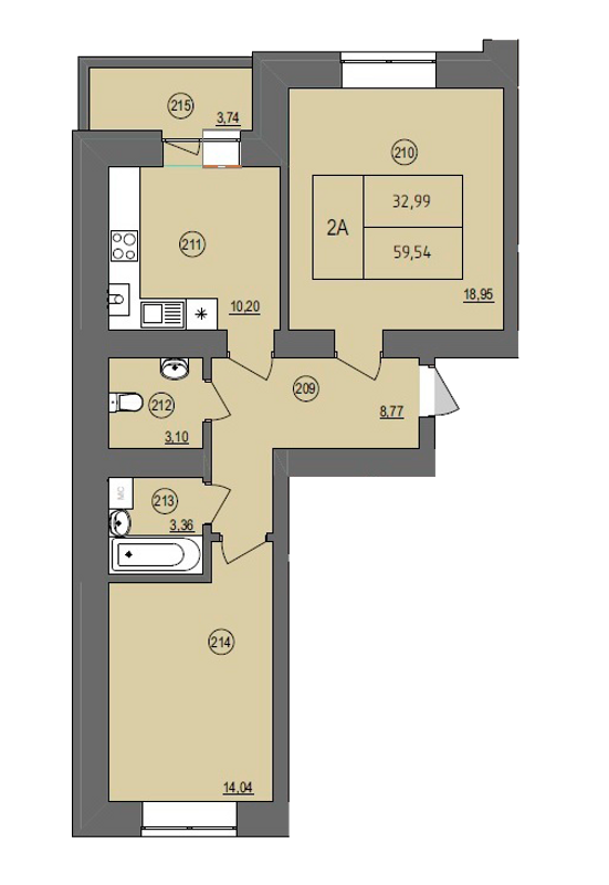 2-кімнатна 59.54 м² в ЖК Жасмін від 15 000 грн/м², м. Ірпінь