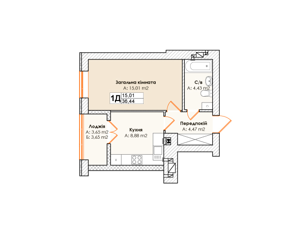1-комнатная 36.44 м² в ЖК Life от 15 500 грн/м², пгт Гостомель