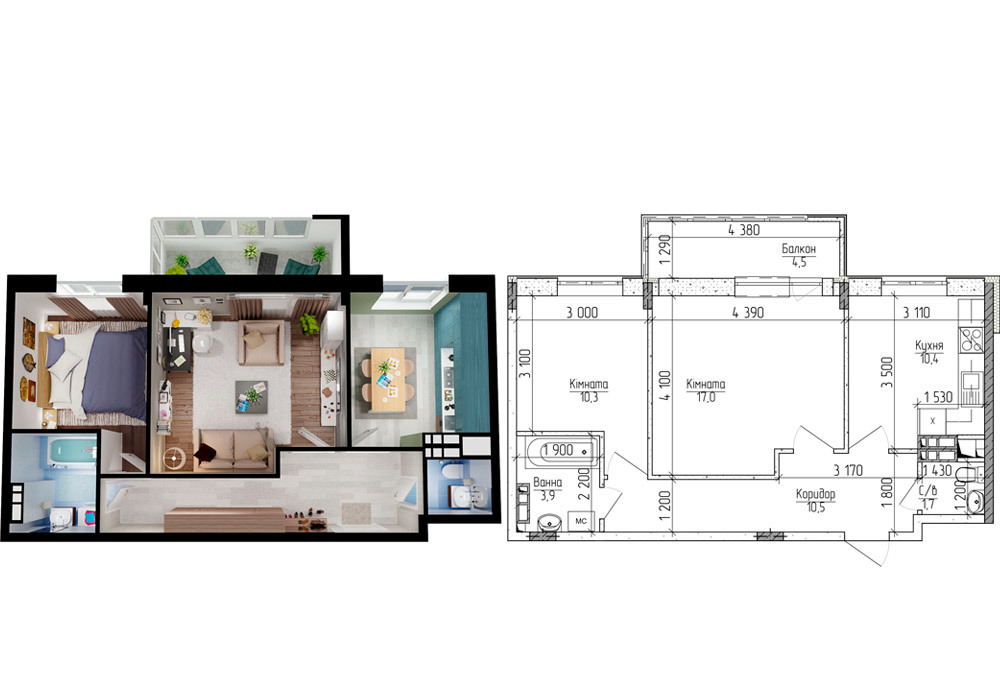 2-комнатная 58.3 м² в ЖМ Новая Буча от 11 500 грн/м², г. Буча