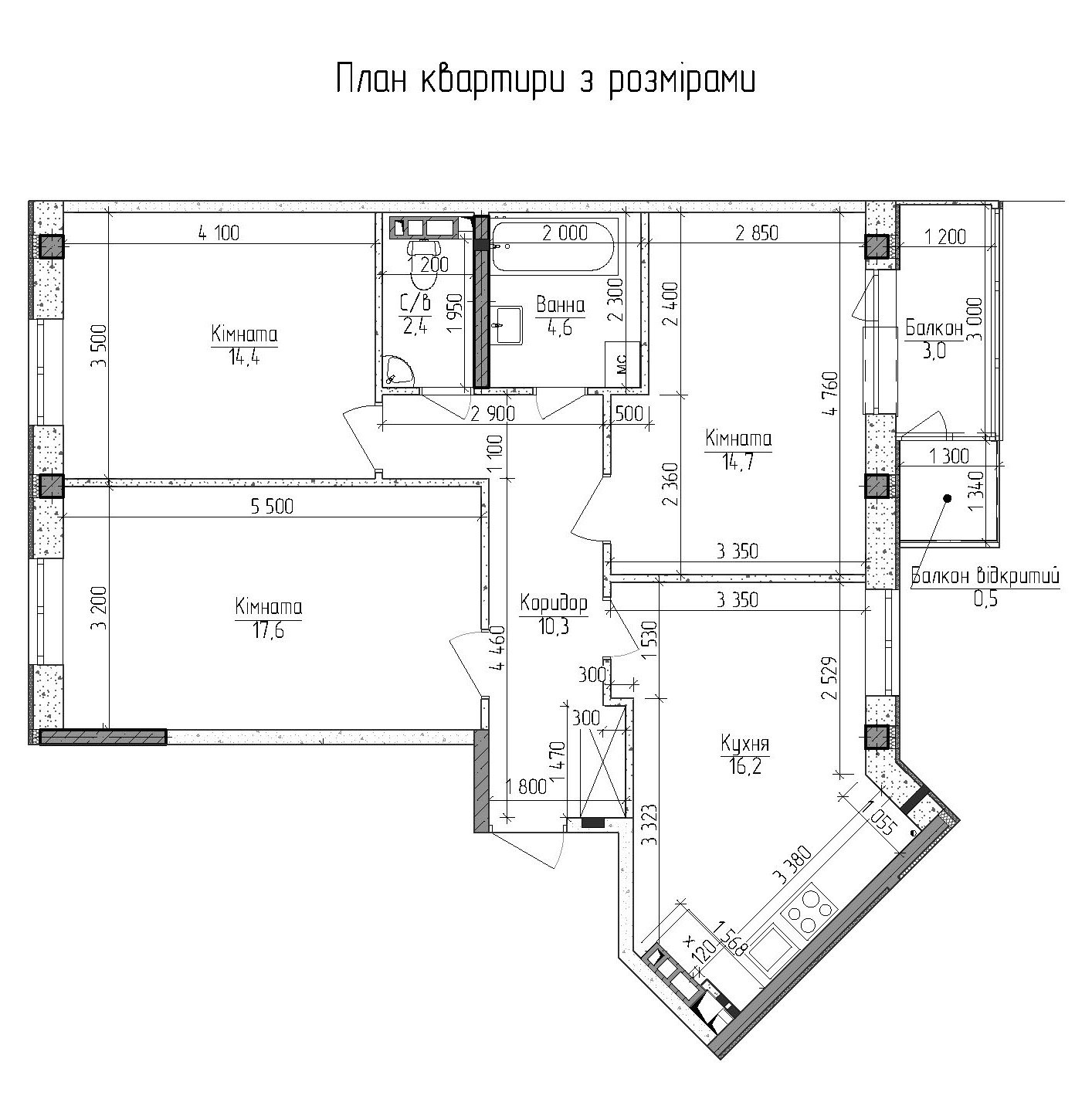 3-кімнатна 83.7 м² в ЖМ Нова Буча від 13 500 грн/м², м. Буча