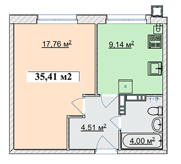 1-комнатная 35.41 м² в ЖК Ягода от 13 800 грн/м², пгт Гостомель