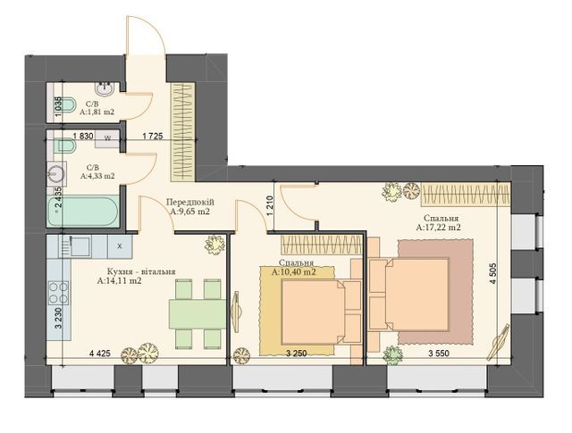 2-кімнатна 57.52 м² в ЖК Art Residence від 24 100 грн/м², м. Ірпінь