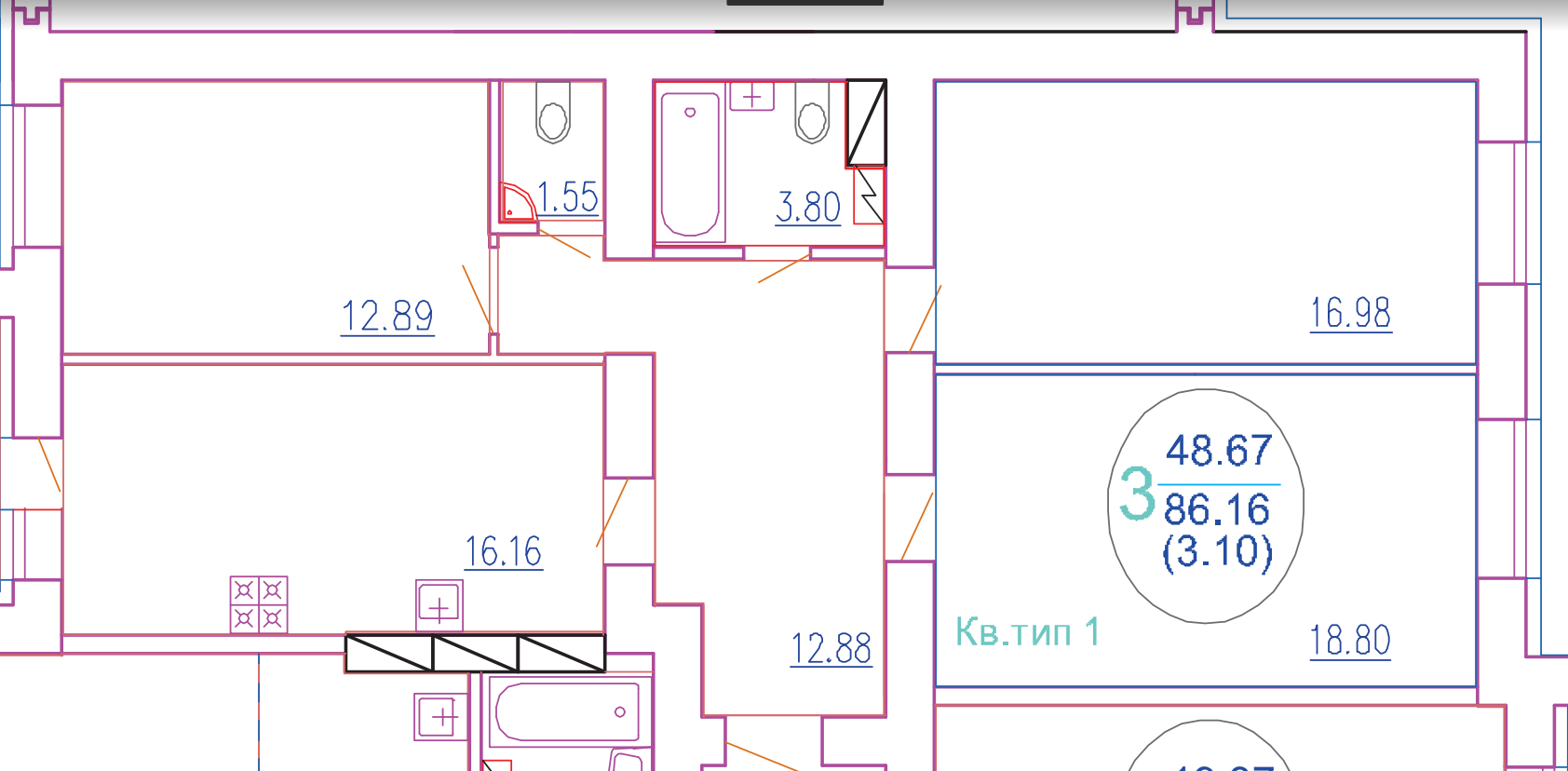 3-комнатная 86.16 м² в ЖК София Киевская от 13 400 грн/м², с. Софиевская Борщаговка