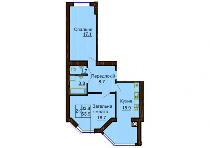 2-кімнатна 63.9 м² в ЖК Софія Клубний від 24 000 грн/м², с. Софіївська Борщагівка