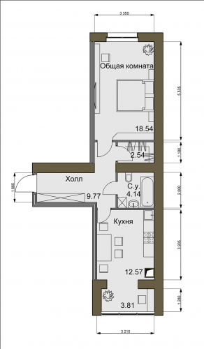 1-кімнатна 52 м² в ЖК Софіївський квартал від 16 400 грн/м², с. Софіївська Борщагівка