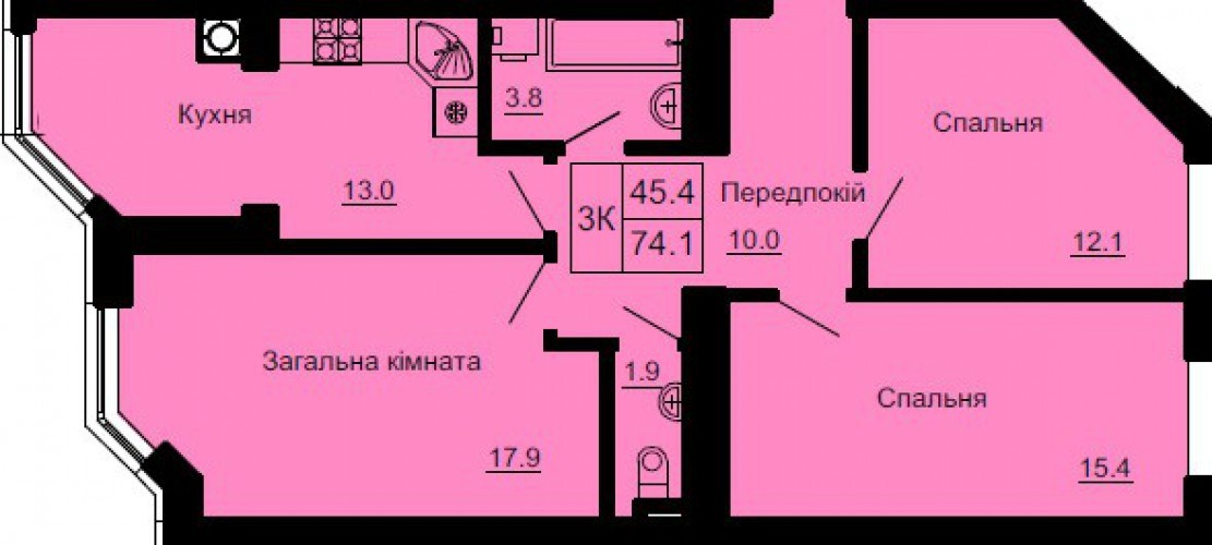 3-кімнатна 74.1 м² в ЖК Софія Клубний від 24 000 грн/м², с. Софіївська Борщагівка