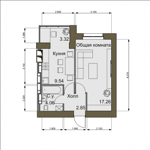 1-кімнатна 35.37 м² в ЖК Софіївський квартал від 16 500 грн/м², с. Софіївська Борщагівка