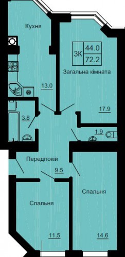 3-комнатная 72.2 м² в ЖК София Клубный от 30 000 грн/м², с. Софиевская Борщаговка