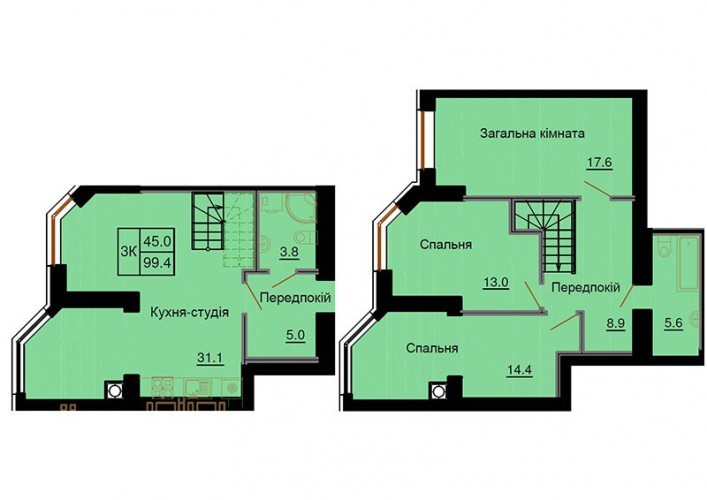 Двухуровневая 99.4 м² в ЖК София Клубный от 30 000 грн/м², с. Софиевская Борщаговка