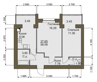 2-кімнатна 56.9 м² в ЖК Софіївський квартал від 15 100 грн/м², с. Софіївська Борщагівка
