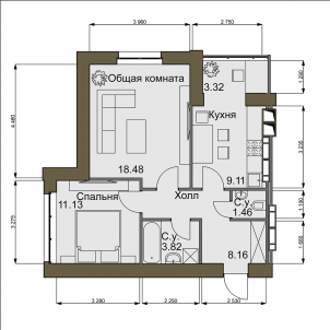 2-комнатная 53.82 м² в ЖК Софиевский квартал от 15 350 грн/м², с. Софиевская Борщаговка