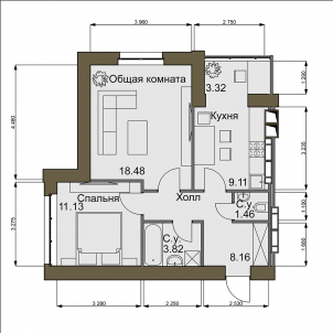 2-кімнатна 53.82 м² в ЖК Софіївський квартал від 15 350 грн/м², с. Софіївська Борщагівка