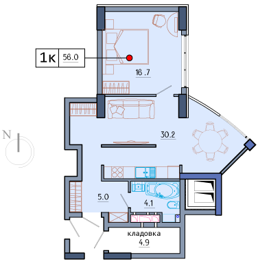 1-комнатная 56 м² в ЖК Покровский посад от 39 200 грн/м², Киев