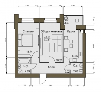 2-комнатная 65.38 м² в ЖК Софиевский квартал от 15 100 грн/м², с. Софиевская Борщаговка