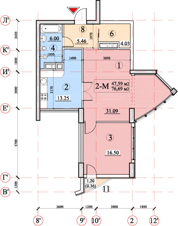 2-комнатная 76.69 м² в ЖК Покровский посад от застройщика, Киев