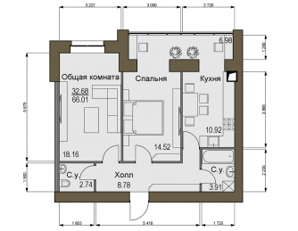 2-кімнатна 66.01 м² в ЖК Софіївський квартал від 15 100 грн/м², с. Софіївська Борщагівка