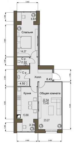 2-кімнатна 75.45 м² в ЖК Софіївський квартал від 15 100 грн/м², с. Софіївська Борщагівка