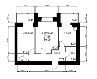 2-кімнатна 56.09 м² в ЖК Софіївський квартал від 15 100 грн/м², с. Софіївська Борщагівка