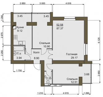 3-кімнатна 89.8 м² в ЖК Софіївський квартал від 18 500 грн/м², с. Софіївська Борщагівка