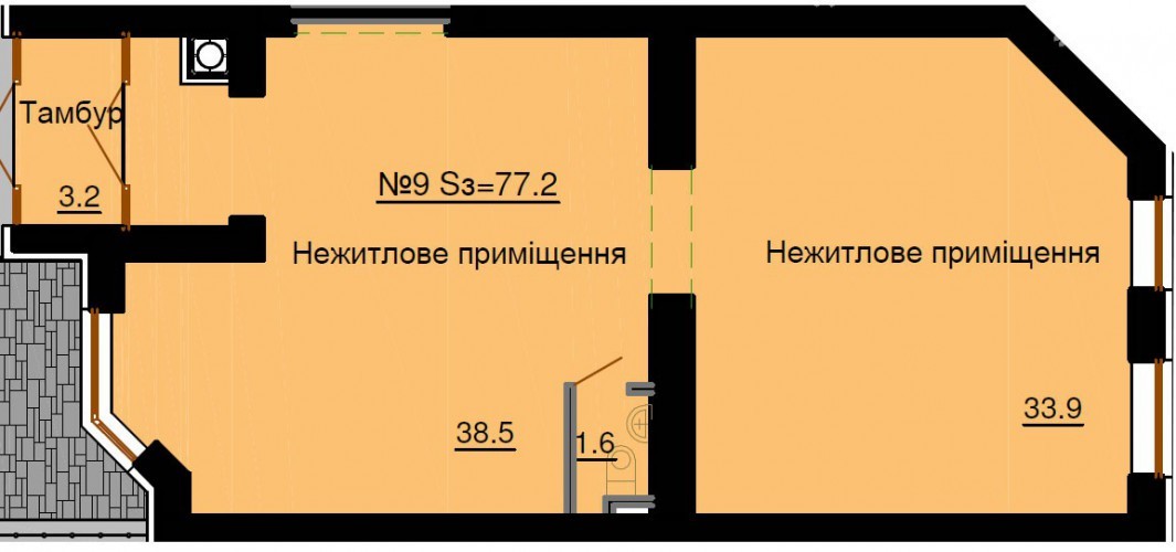 Помещение свободного назначения 77.2 м² в ЖК София Клубный от застройщика, с. Софиевская Борщаговка