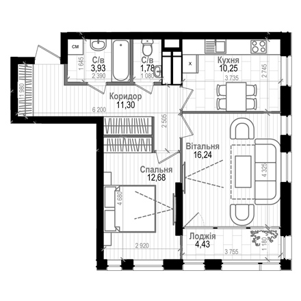2-комнатная 60.61 м² в ЖК Науки 58 от 20 250 грн/м², Киев