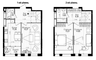 Дворівнева 81.38 м² в ЖК Науки 58 від 19 200 грн/м², Київ