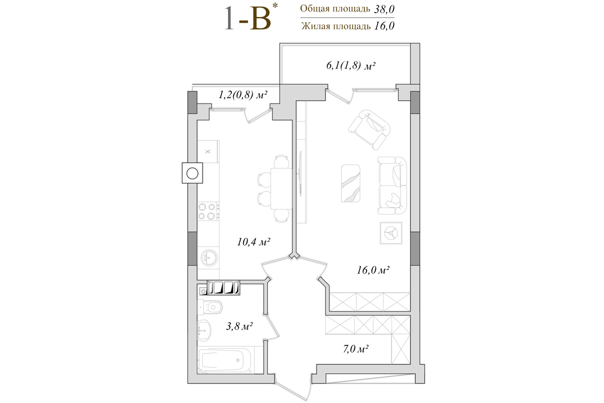 1-комнатная 38 м² в КД DeLuxe от 21 000 грн/м², г. Ирпень